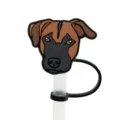 Cute silicone dog straw topper cover dust plug for reusable drinking straws accessory - 1792-34 (Straw Not Included)