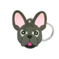 Schattige Franse Bulldog siliconen sleutelhanger donkergrijs tas hanger accessoire - HYB7054-42 (Franse Bulldog)