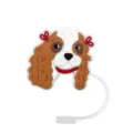 Cute Dog Silicone Straw Cover Cap Variant Brown White Bow Reusable Straw Dust Plug - 1792-47