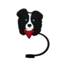 Border collie silicone straw cover cute dog shape straw topper dust plug accessory - 1792-54