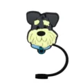 Cute silicone straw cover with schnauzer dog design, dust-proof straw topper accessory. - 1792-53