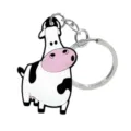 Leuke cartoon koe sleutelhanger, zwart witte PVC dier sleutelring tas hanger gift. - Koe Grote Neus