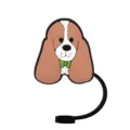 Silicone Cute Dog Straw Topper Dust-Proof Cap Reusable Drinking Straw Cover Brown - 1792-48