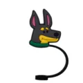 Silicone cartoon dog straw cover, cute animal dust plug and decorative straw topper for drinks. - 1792-37