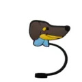 Cute silicone dachshund straw cover dust plug creative animal straw topper for party drinks - 1792-36