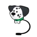 Cute Dalmatian silicone straw cover and topper dust plug for cups, creative drink accessories. - 1792-50