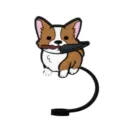 Cute Corgi silicone straw cover anti-dust plug funny cartoon animal straw topper charm accessory - 1792-58