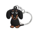 Schattige zwarte teckel zacht rubberen sleutelhanger dier hanger tas charm accessoire - Teckel
