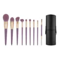9-teiliges lila Make-up-Pinsel-Set mit Synthetikfaserborsten und praktischer Aufbewahrung. - Pinselset mit Schwarzem Halter / Lila und Schwarz