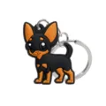 Zwarte Bruine Chihuahua Hond Sleutelhanger Leuke PVC Dieren Hanger Metalen Ring - Chihuahua