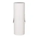 White cylindrical makeup brush storage holder portable PU leather cosmetic case organizer. - White