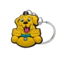 Leuke grappige gele hond PVC rubber sleutelhanger novelty tas hanger accessoire - Grappige Hond