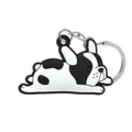 Leuke Franse Bulldog sleutelhanger zwart wit PVC honden hanger voor tas dagelijks gebruik - HYB7054-50 (Liggende Franse Bulldog)