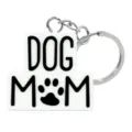 Leuke hondenmoeder PVC sleutelhanger met metalen ring, zwart-witte huisdier liefhebber cadeau. - Dog Mom