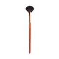 Professioneller Fächer-Make-up-Pinsel mit Tierhaar und Holzgriff für Highlighter und Puder-Make-up. - Flacher Fächerpinsel mit goldenem Aluminiumrohr