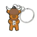 Schattige Hooglandkoe PVC Sleutelhanger Cartoon Voetbal Hanger Tas Ornament Cadeau - Hoogland Koe met Bal