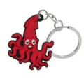 Leuke schattige rode inktvis PVC sleutelhanger dierlijke hanger voor dagelijkse tas decoratie. - Rode Inktvis