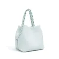 Hellblaue Leder Beuteltasche mit geflochtenem Griff elegante Damenhandtasche Umhaengetasche - Dunstblau