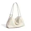 Bolso de hombro suave blanco, bolso tote minimalista casual para mujer, nueva variante. - Blanco Crema