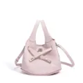Bolso cubo de cuero rosa para mujer, bolso cruzado urbano minimalista y elegante. - Rosa Batido