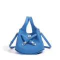 Blaue Leder Eimer Tasche mit Kreuzriemen, stilvolle Umhaengetasche fuer Damen Handtasche. - Wasser-Dämon-Blau