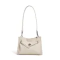 Elegante bolso de hombro de cuero blanco para mujer, bolso clásico con cierre metálico. - Blanco Crema