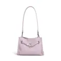 Elegante bolso de hombro de cuero lavanda con cierre de metal chic para uso diario - Lavanda