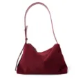 Bolso de hombro de ante burdeos, elegante bolso hobo vintage para mujer de uso diario. - Rojo Ancorra