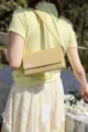 Sac à épaule élégant en cuir véritable pour femme, sac besace jaune chic pour le bureau. - 21*6*11 / Jaune Clair