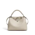Beige leather top handle crossbody bag, stylish women tote shoulder handbag variant option. - Glacier White