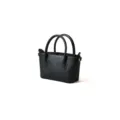 Zwarte minimalisten lederen crossbody tas, stijlvolle mini handtas met twee handgrepen voor dames. - Zwart