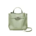 Hellgrüne Ledertasche Umhängetasche aus Rindsleder Damen Handtasche Elegante Freizeittasche - Grün