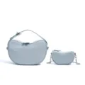 Conjunto de bolso de guisante de cuero azul claro, elegante bolso bandolera de moda. - Azul Leche