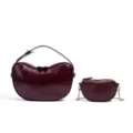 Set de bolso de guisante de cuero rojo vino elegante bolso de hombro cruzado mujer - Rojo Angola