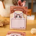 Cute cartoon cat sticky notes memo pad with backing card 30 pieces adorable stationery - 30 Sheets/Pad / Meowccino