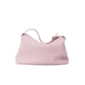 Rosa Umhängetasche aus echtem Leder für Damen, elegante Alltagstasche mit Metallbeschlägen. - Rosa
