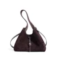 Bolso de hombro de ante marrón oscuro, bolso cruzado elegante y moderno para mujer. - Café