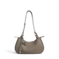 Sac porté épaule hobo minimaliste en cuir gris avec charm clé chic, design croissant. - Gris éléphant