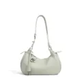 Minimalist mint green leather shoulder bag, chic crescent hobo purse for daily use. - Matcha Green