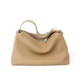Echtes Leder Damen Umhängetasche minimalistisches Design lässige elegante Handtasche in Beige - Grau
