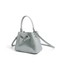 Bolso bandolera minimalista de cuero con cierre metálico elegante para el trabajo diario. - Gris Gaviota