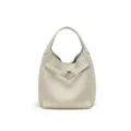 Elegante bolso de hombro de cuero blanco con correa y elegante cierre metálico chic. - Blanco
