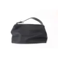 Black genuine leather shoulder bag for women, minimalist luxury design with handle. - Black