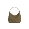 Bolso de hombro hobo de cuero genuino para mujer, elegante bolso taupe minimalista. - Gris elefante