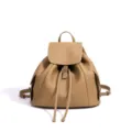 Mochila de mujer de piel genuina elegante camello casual bolso diario moda elegante - Galleta