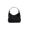 Bolso hobo de piel de vacuno negra, elegante bolso de mano y bandolera para mujer. - Negro