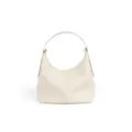 Borsa hobo in pelle bianco sporco, comoda borsa a spalla minimalista donna variante. - Bianco