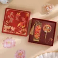 Ensemble cadeau de marque-page creux en métal de style chinois avec gland, carpes koï et fleurs. - Ensemble Avenir radieux (un de chaque) en grand coffret cadeau