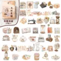 Kit de Stickers Littéraires Vintage Journal Rétro Décoration Papeterie Variante A - Bureau d'Après-Midi / 45 Pièces/Paquet