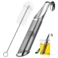 Infusore per tè a tubo in acciaio inossidabile con spazzola di pulizia filtro foglie sfuse - Tubo per Tè + Spazzola